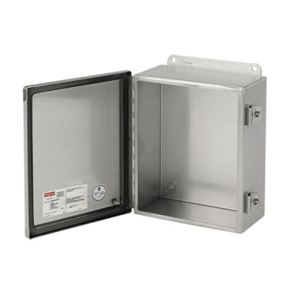 nVent HOFFMAN A606CHNFSS Junction Box, 6 in H x 6 in W x 4 in D, Continuous Hinged/Screw Clamp Cover, NEMA 4X/IP66 NEMA Rating, 304 Stainless Steel