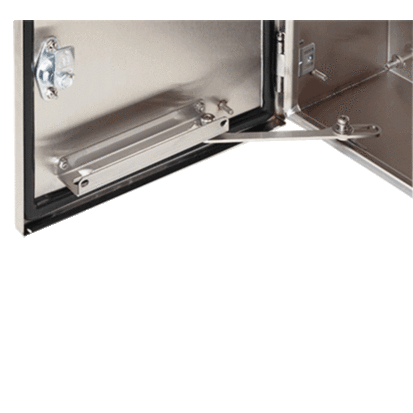 nVent HOFFMAN ADSTOPKSS6 A4SY Door Stop Kit, 14-1/2 in L x 9-1/2 in W x 1-1/2 in H, For Use With NEMA 12 Enclosures, 316 Stainless Steel
