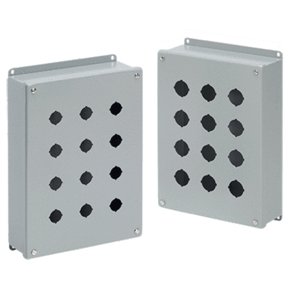 nVent HOFFMAN PB1 Pushbutton Enclosure, 3-1/2 in L x 3-1/4 in W x 2-3/4 in D, Steel, NEMA 12/IP65