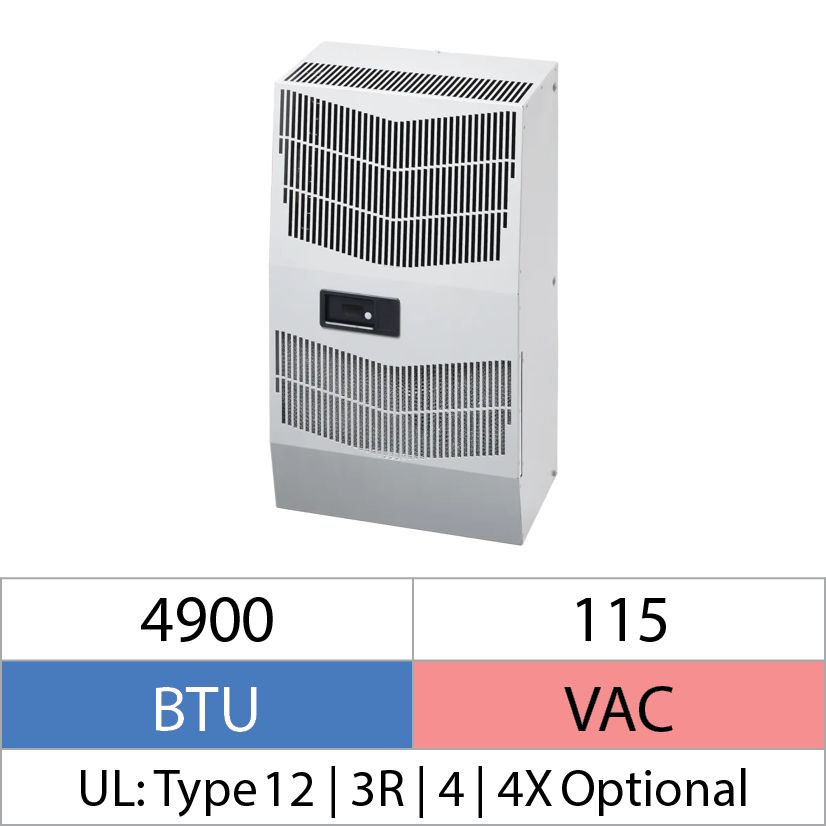 nVent HOFFMAN Spectracool™ G280416G050 MCLG 1-Phase Indoor Enclosure Air Conditioner, 115 VAC, 9.9/11.4 A, 50/60 Hz, NEMA 12/3R/4 Enclosure, 4600 Btu/hr