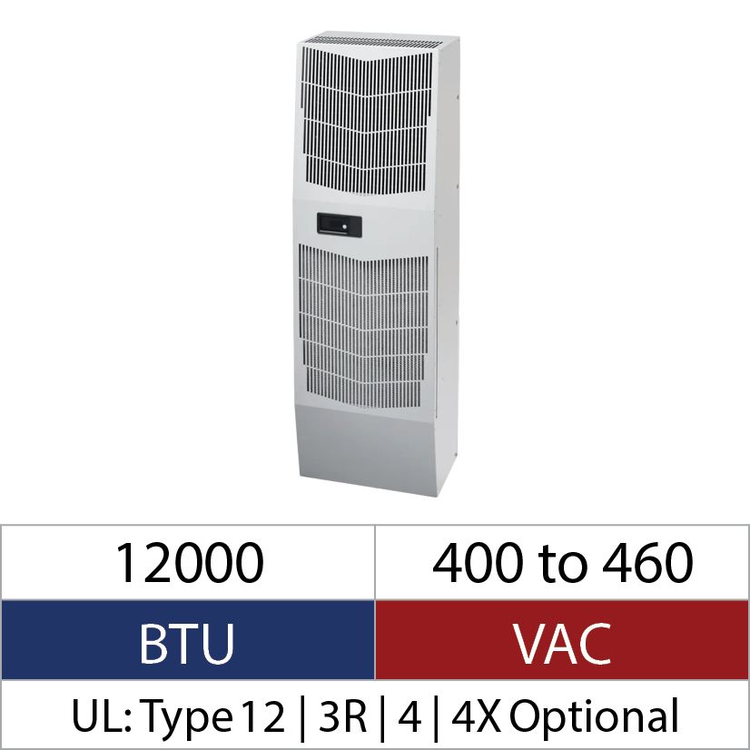 nVent HOFFMAN Spectracool™ G521246G050 MCLG 3-Phase Indoor Enclosure Air Conditioner, 400 to 460 VAC, 3.5 A, 50/60 Hz, NEMA 12/3R/4 Enclosure, 12000 Btu/hr