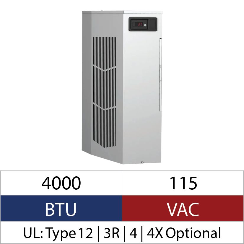 nVent HOFFMAN Spectracool™ N280416G050 MCLG Indoor Narrow Enclosure Air Conditioner, 115 VAC, 10 A, 50/60 Hz, NEMA 12/3R/4 Enclosure, 4000 Btu/hr