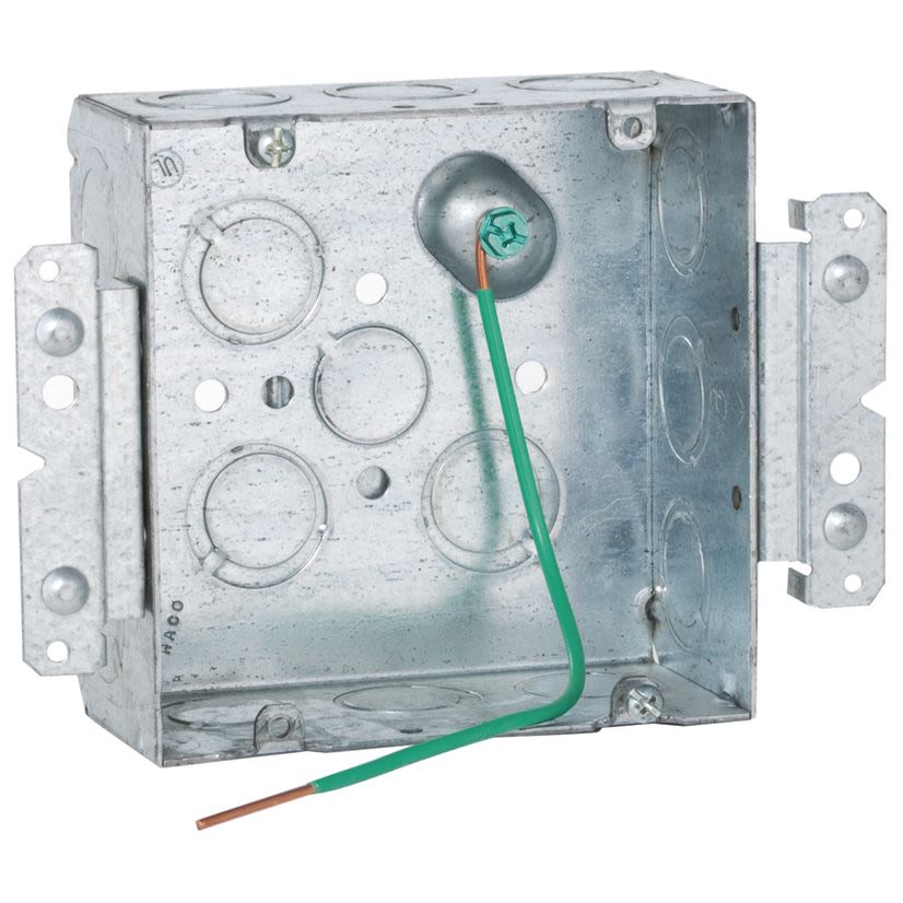 Hubbell RACO 257M Square Box With Conduit Knockout, Steel