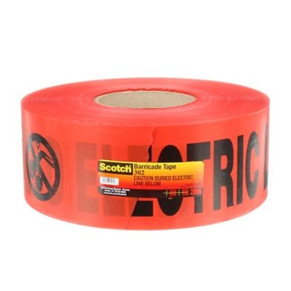 3M™ 7000031679 Scotch-Seal™ 300 Buried Barricade Tape, Red, 1000 ft L x 3 in W, CAUTION BURIED ELECTRIC LINE Legend, Polyethylene Film