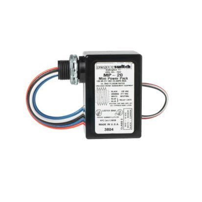 Acuity Brands Sensor Switch™ MP20 1- Pole Mini Power Pack, 1 hp, 120/240/277 VAC Input, 15 to 24 VDC Output, 70 to 110 mA, 40 mA Relay