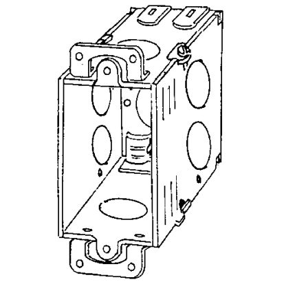 Emerson Electric Appleton® 384D 2-Nail Hole Gangable Square Corner Switch Box With CL-26 Nonmetallic Sheathed Cable Clamp, Steel, 18 cu-in Capacity, 1 Gangs, 11 Knockouts