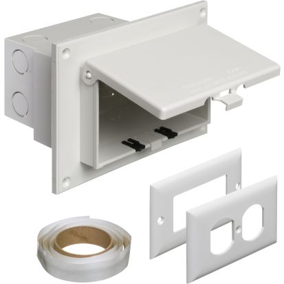 Arlington InBox™ DBHR1W DB Series 1-Piece Low Profile Electrical Box, Plastic, 22 cu-in Capacity, 1 Gang, 1 Outlet, 7.186 in L x 4.934 in W x 5.16 in D