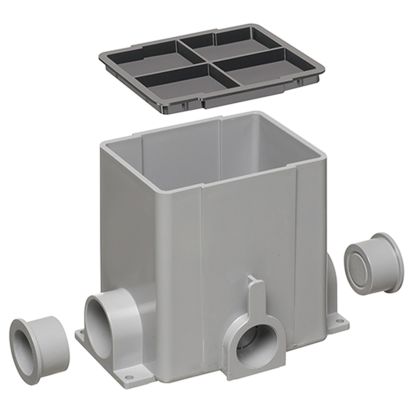 Arlington® FLB8500 SIngle gang non metallic gangable floor box up to 3 gang. Rectangular. Includes (2) 1-1/4" plugs and a mud cover.