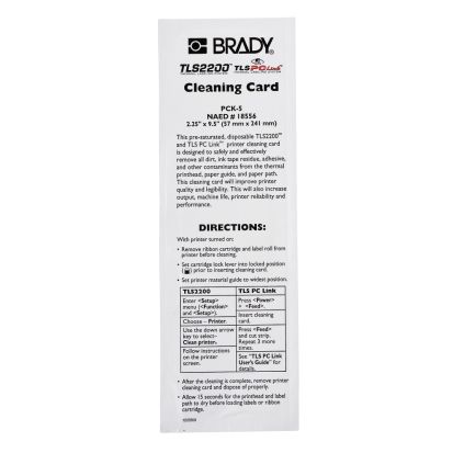 Brady® PCK-5 Cleaning Kit, For Use With TLS 2200® Thermal Labeling System