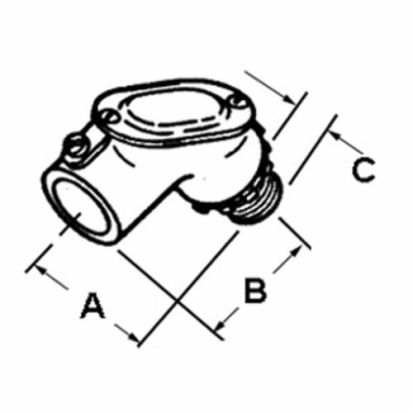 Bridgeport® 51-DC2 Set Screw Pull Elbow, 1/2 in Trade, 90 deg, Die Cast Zinc, Ball Burnished/Mirror Smooth