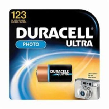 Duracell® DL123ABPK Cylindrical Battery, Lithium Manganese Dioxide, 3 VDC V Nominal, 1400 mAh Nominal, 123A