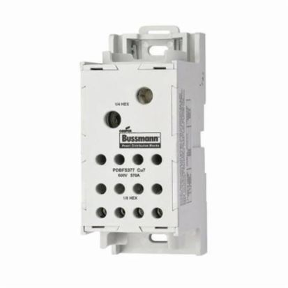 Eaton Bussmann Series PDBFS377 Finger Safe Power Distribution Block, 600 VAC/VDC, 570 A, 1 Pole, 4 AWG to 300 kcmil Line, 14 to 4 AWG Load Wire, Aluminum/Copper