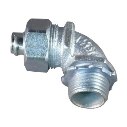 Appleton® ST-9050 Liquidtight Oiltight Raintight Conduit Connector With Plain Throat, 1/2 in Trade, 90 deg, Malleable Iron, Triple Coated