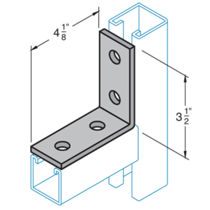 Haydon A-311, 73240, H-Strut 4 Hole Angle, 4-1/8 Inch, EG Angle Bracket