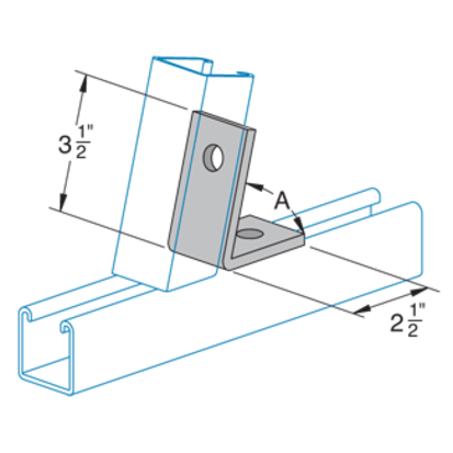 Haydon A-317, 73260, H-Strut 2 Hole Closed 45 Degree Angle Fitting, 3-1/2 Inch, EG Angle Bracket