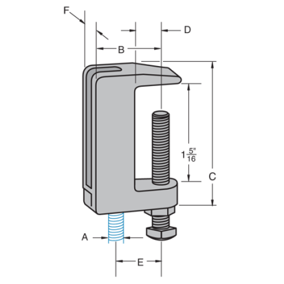 Haydon C-430-1, 73681, Top Beam Clamp, 2 Inch, 3/8 Inch Rod Haydon C-430-1, 73681, Top Beam Clamp, 2 Inch, 3/8 Inch Rod