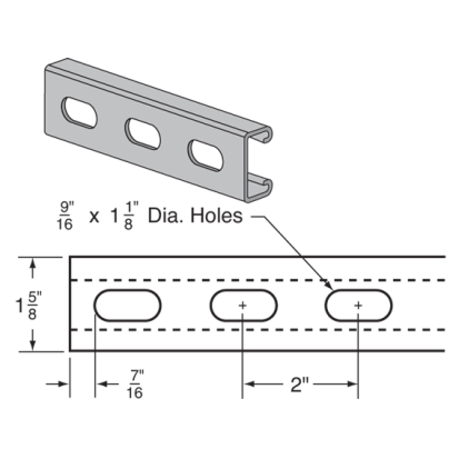 Haydon H-162-OS, 71210, H-162 Channel With Open Slots, 13/16 Inch, 10 Foot Length, Pre-Galvanized