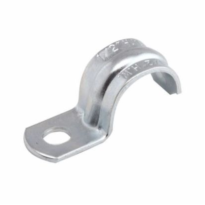 Hubbell RACO® 1334 1-Hole 1-Piece Push-On Conduit Strap, 1 in, For Use With Rigid/IMC Conduit, Steel, Electro-Plated Zinc