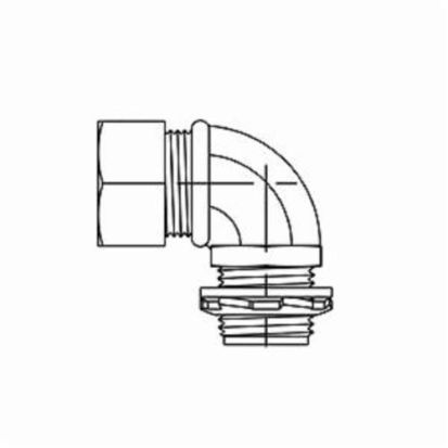 Hubbell RACO® 3422 Non-Insulated Conduit Connector, 1/2 in Trade, 90 deg, Malleable Iron/Steel, Electro-Plated Zinc