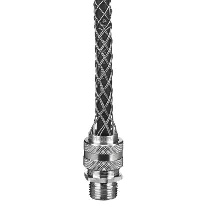 Hubbell Wiring Device-Kellems 07401025 Form 4 Standard Duty Liquidtight Strain Relief Deluxe Cord Grip With Mesh, 1 in NPT Trade, 1 Conductors, 7/8 to 1 in Cable Openings, Aluminum