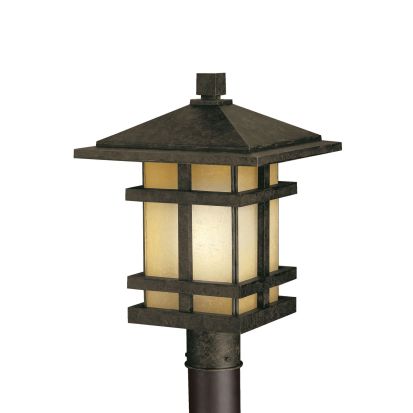 Kichler® 9529AGZ 9529 Cross Creek Arts and Crafts/Mission Outdoor Post Lantern, (1) Incandescent Lamp, 1500 W Fixture, 120 VAC, Aged Bronze Housing