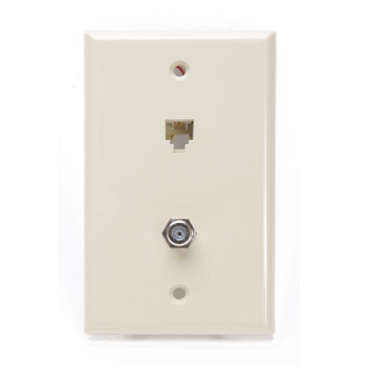 Leviton® 40259-I Modular Screw Terminal Standard Telephone Wall Jack, 1 Gang, 2-3/4 in W, Plastic, Flush Mount