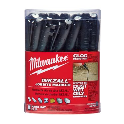 Milwaukee® 48-22-3100 Inkzall™ Permanent Industrial Marker, Fine Line Tip, Acrylic, Black