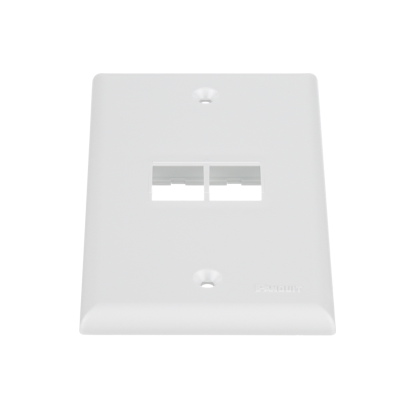 Panduit® NetKey™ NK2FNWH Flat Vertical Faceplate, 1 Gangs, 2 Ports, Keystone Module, Flush Mount, ABS