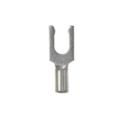 Panduit® Pan-Term™ P14-10LF-M P-LF Loose Piece Non-Insulated Fork Terminal, 18 to 14 AWG Conductor, 0.77 in L, Brazed Seam Barrel, Copper, Metallic