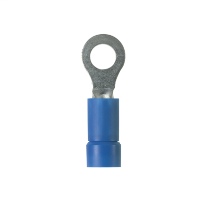 Panduit® Pan-Term™ PV14-10R-C PV-R Insulated Ring Terminal, 16 to 14 AWG Conductor, 0.92 in L, Brazed Seam/Insulation Support Barrel, Copper, Blue