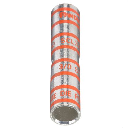 Panduit® Pan-Lug™ Pan-Term™ SCL3/0-X Compression Butt Splice, 3/0 AWG Conductor, 3.12 in L, Long Seamless Barrel, Copper, Orange