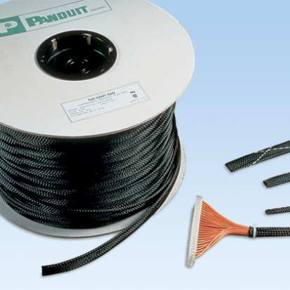 Panduit® Pan-Wrap™ SE125P-LR0 Expandable Braided Sleeve, 1-1/4 in Dia x 50 ft L Sleeve, Polyethylene Terephthalate, -94 to 257 deg F, Black