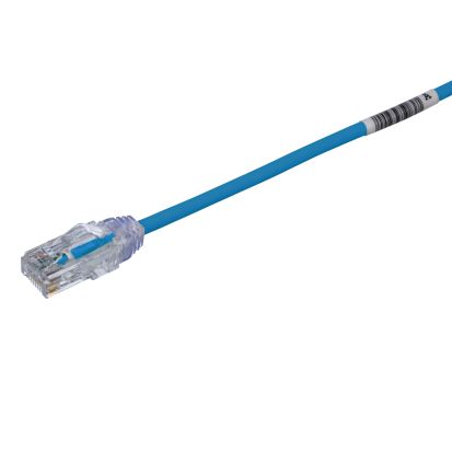 Panduit® PanNet® TX6-28™ UTP28SP1BU U/UTP Class EA Small Diameter Patch Cord, Cat 6, 28 AWG Stranded Tin Plated Copper Conductor, RJ45 Modular Plug Connector, 1 ft L Cord