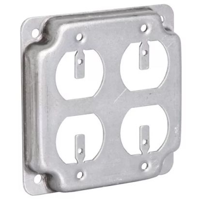 Hubbell RACO® 907C Exposed Work Cover, 4-1/8 in L x 4-1/8 in W, Duplex Receptacle Cover, Steel