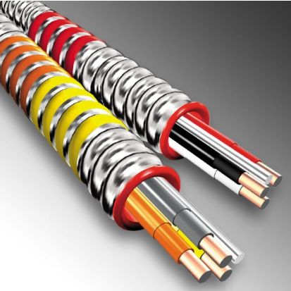 Southwire®® MC-PCS Duo™ MCPCS122SOL1000 Interlocked Armor Signal Cable, 277/480 VAC, (2) 12/16 AWG Solid Copper Conductor