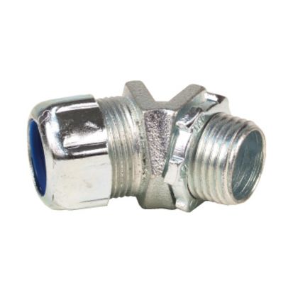 Thomas & Betts T&B® 5242 Non-insulated Liquidtight Conduit Connector, 1/2 In Trade, 45 Deg, Malleable Iron, Electro-Plated Zinc/Chromate Coated