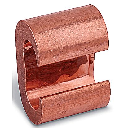 Thomas & Betts Blackburn® E-Z-Ground® CTP25020 Grounding Compression Connector, C Shape, 3/0 AWG to 250 kcmil Main/Run, 6 to 2/0 AWG Solid/Stranded Tap, Copper