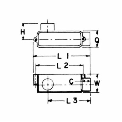 Thomas  Betts Carlon® E984J Type LL Conduit Body, 2 in Hub, 63 cu-in Capacity, PVC