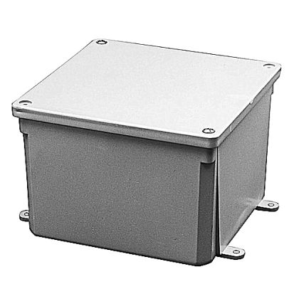 Thomas & Betts Carlon® E989NNJ Non-Metallic Rigid Molded Junction Box, 3.69 in H x 3.69 in W x 2 in D, Screw Cover, NEMA 4/4X/6P NEMA Rating, PVC