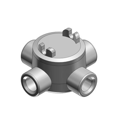 T&B® GUAX26-TB Explosionproof Conduit Outlet Box With Cover, 3/4 in, 4 Gangs, 13.3 cu-in Capacity, Zinc Plated