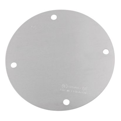 Thomas & Betts Red Dot® SS-B Blank Weatherproof Round Box Cover With Gasket, 4-1/8 in Dia, Stamped Aluminum