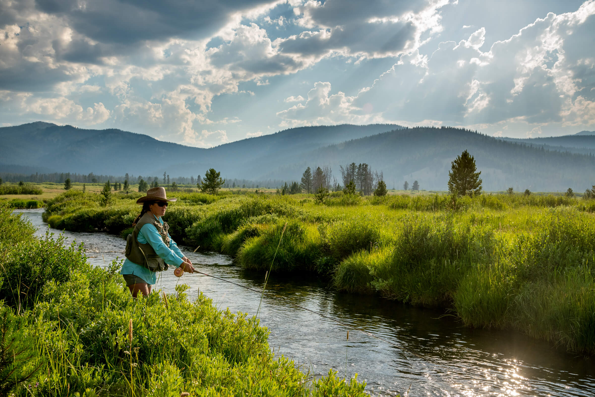An angler on the banks of Knapp Creek on Cape Horn Ranch.