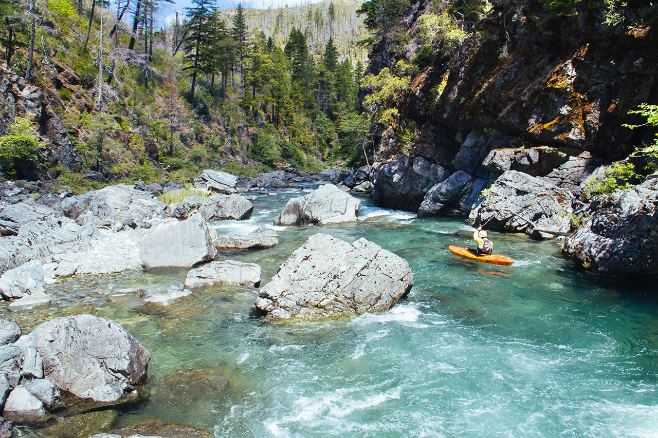 A kayaker on Oregon's Chetco River.