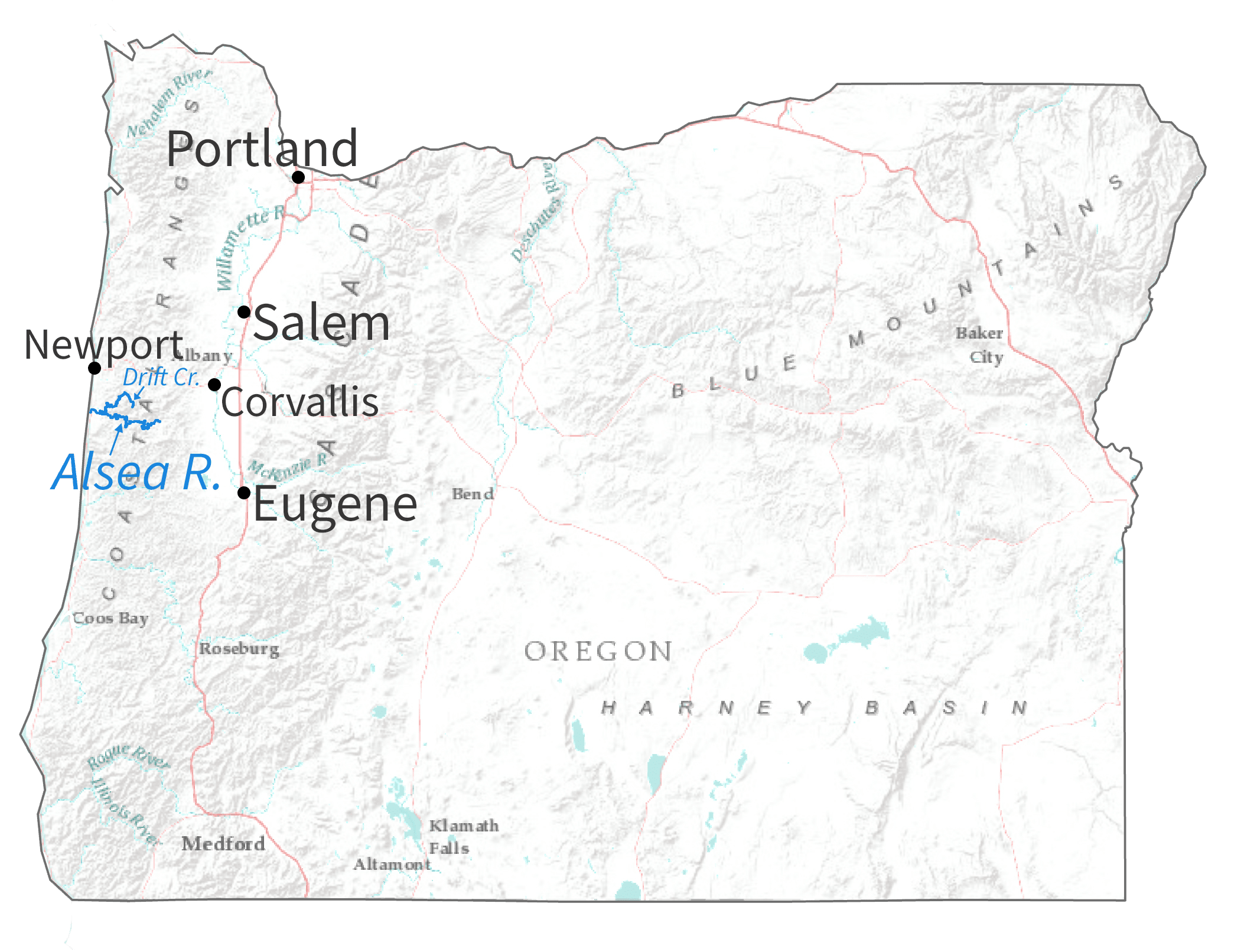 Alsea River Watershed State Map 