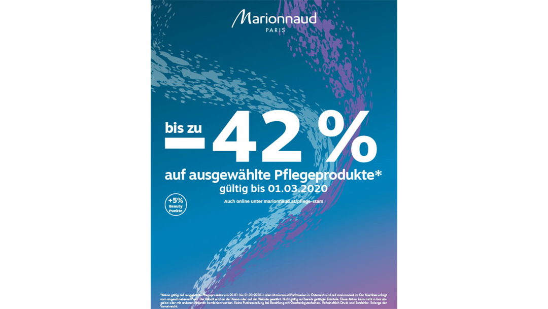 Marionnaud: bis zu – 42 % auf ausgewählte Pflegeprodukte* Marionnaud: bis zu – 42 % auf ausgewählte Pflegeprodukte*