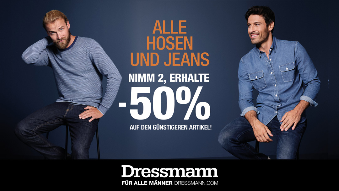 Dressmann: -50% auf die günstigere* Dressmann: -50% auf die günstigere*