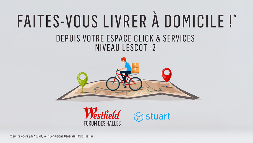 La livraison à domicile arrive à Westfield Forum des Halles ! La livraison à domicile arrive à Westfield Forum des Halles !