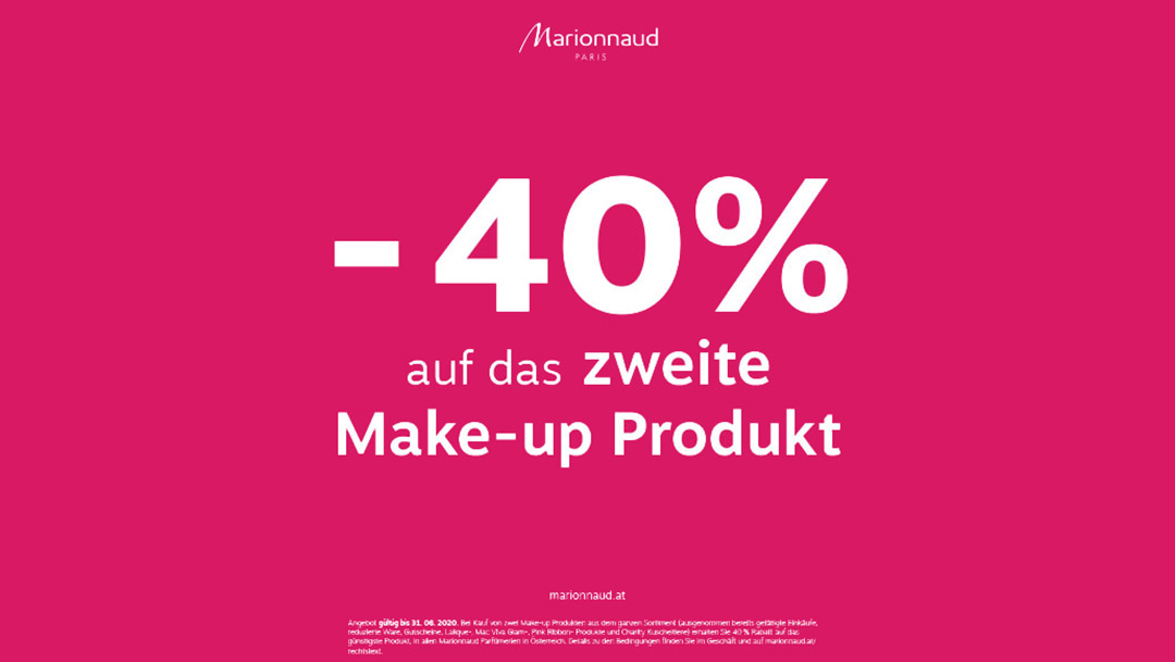 Marionnaud: -40% auf das zweite Make-up Produkt* Marionnaud: -40% auf das zweite Make-up Produkt*