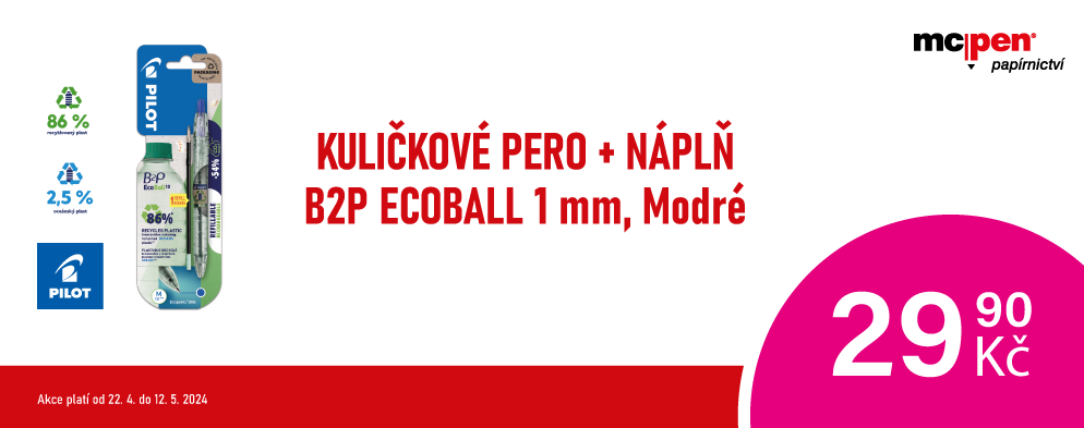 Kuličkové pero + náplň B2P ECOBALL 1 mm, Modré za akční cenu