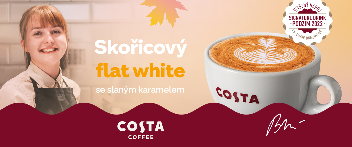 Flat white naruby – „za“září v Costa Coffee Flat white naruby – „za“září v Costa Coffee